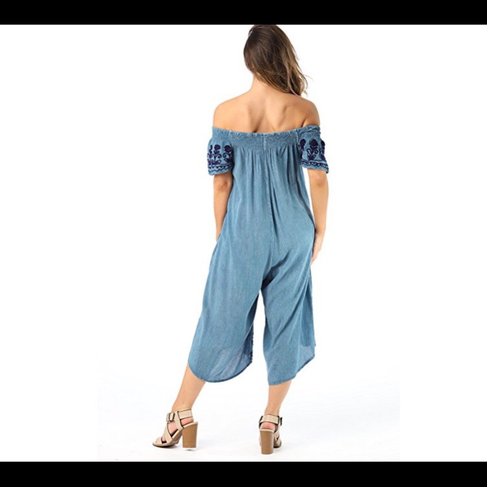 🆕Off Shoulder Embroidered Jumpsuit - Picture 2 of 4